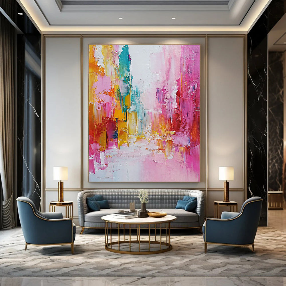Vibrant Street Abstract - Lively Urban Abstract Painting GAB0643