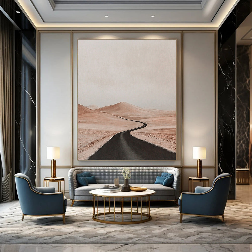 Desert Road Landscape Minimalist Scenic Abstract Painting GAB0231