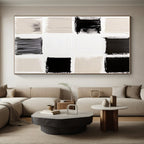 Beige and Black Blocks Abstract Painting with Subtle Contrast WINK112
