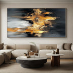 Black Gold Abstract Cityscape Painting with Metallic Highlights WINK643