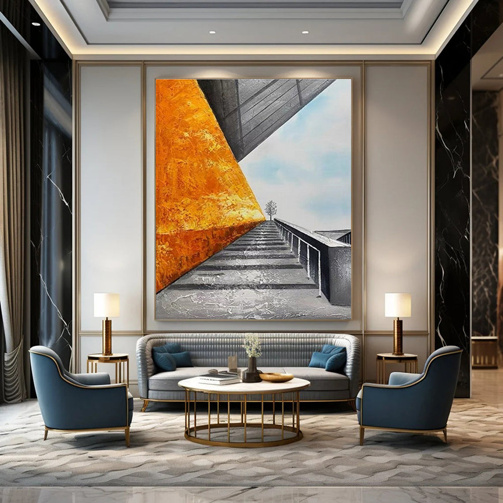 Thought - Provoking Architectural Abstract Scene Painting for Sophisticated Spaces HENG281