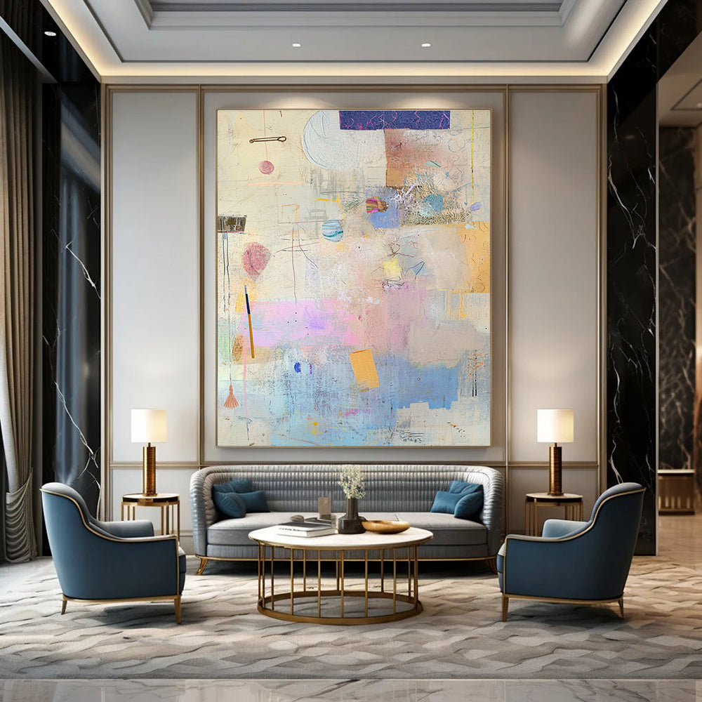 Collage of Soft Tones Mixed Media Abstract Painting GAB0240