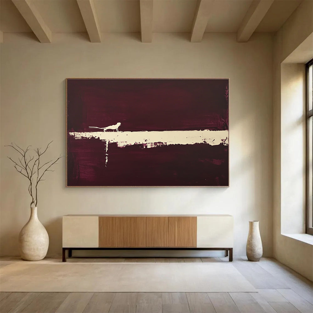 Silhouette on Purple Abstract Painting with a Mysterious Vibe ABS254