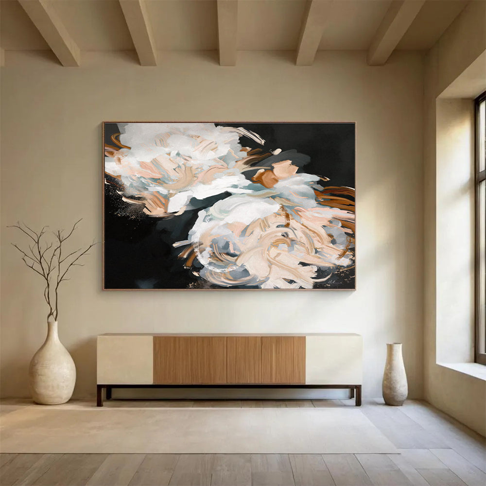 White Flower Abstract Painting for Elegant Wedding Venues YHT407