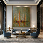 Sailboats on Calm Water Abstract Painting for Nautical - Inspired Spaces HENG330