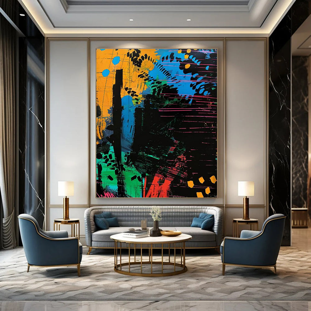 Colorful Abstract Forest Painting for Eco - Friendly Retail Spaces HENG096
