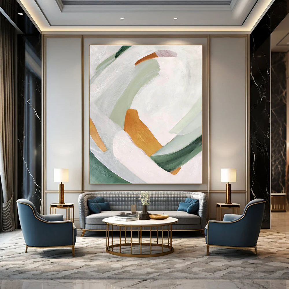 Soft Pastel Abstract Shapes Painting for Whimsical Interiors HENG257