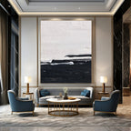Black - White Horizontal Abstract Painting for Industrial - Chic Lofts HENG402