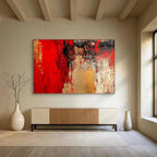 Red and Gold Abstract Painting with Rich Textural Layers ABS431