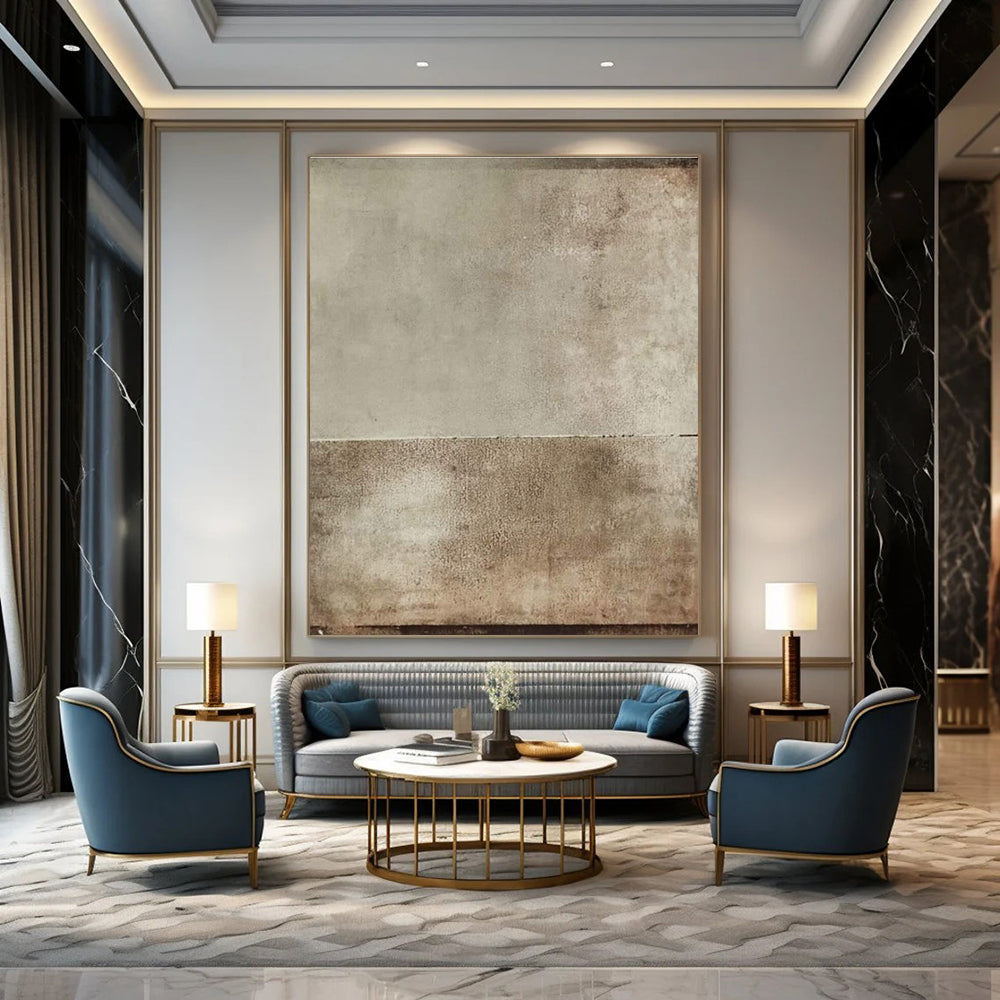 Beige and Brown Textured Abstract Painting for Timeless Living Rooms HENG513