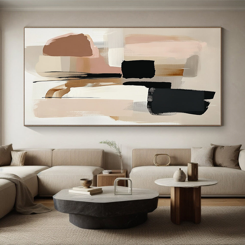 Neutral Tones Block Abstract Painting with Subtle Sophistication WINK791