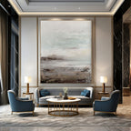 Neutral - Toned Landscape Abstract Painting for Serene Bedrooms HENG153