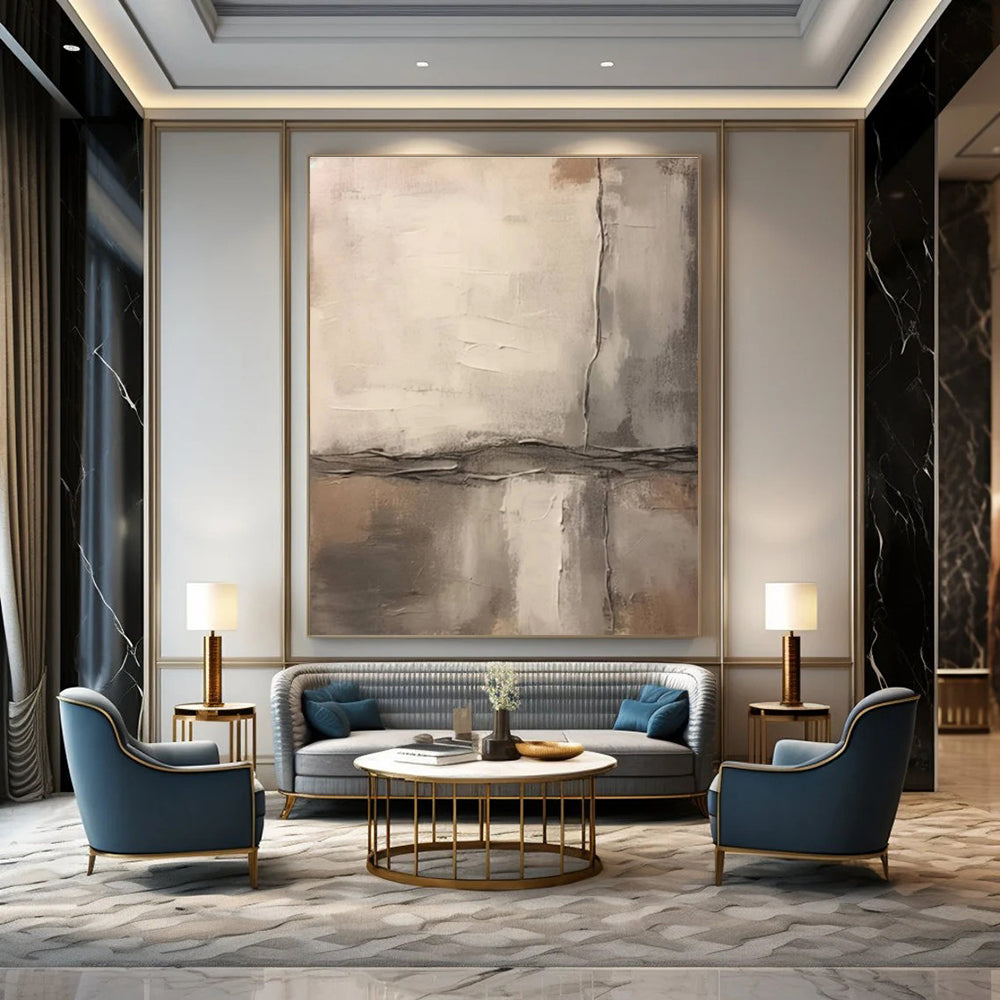 Neutral Toned Textured Abstract Painting for Timeless Interiors HENG443