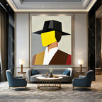 Geometric Hat Portrait Abstract Painting of Colorful Modernity GAB0219