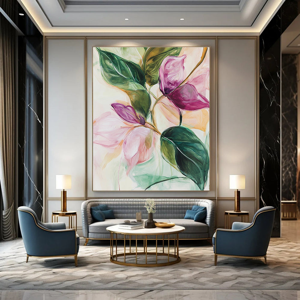 Pink and Purple Flowers Abstract Painting for Romantic - Styled Boutiques GAB1073