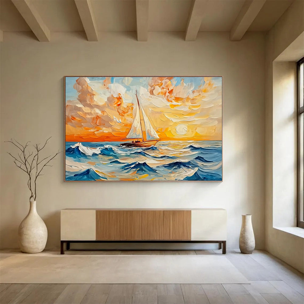 Sailboat at Sunset - Nautical Beauty on Canvas ABS011