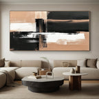 Black and Beige Abstract Painting with Bold Brushstrokes WINK861