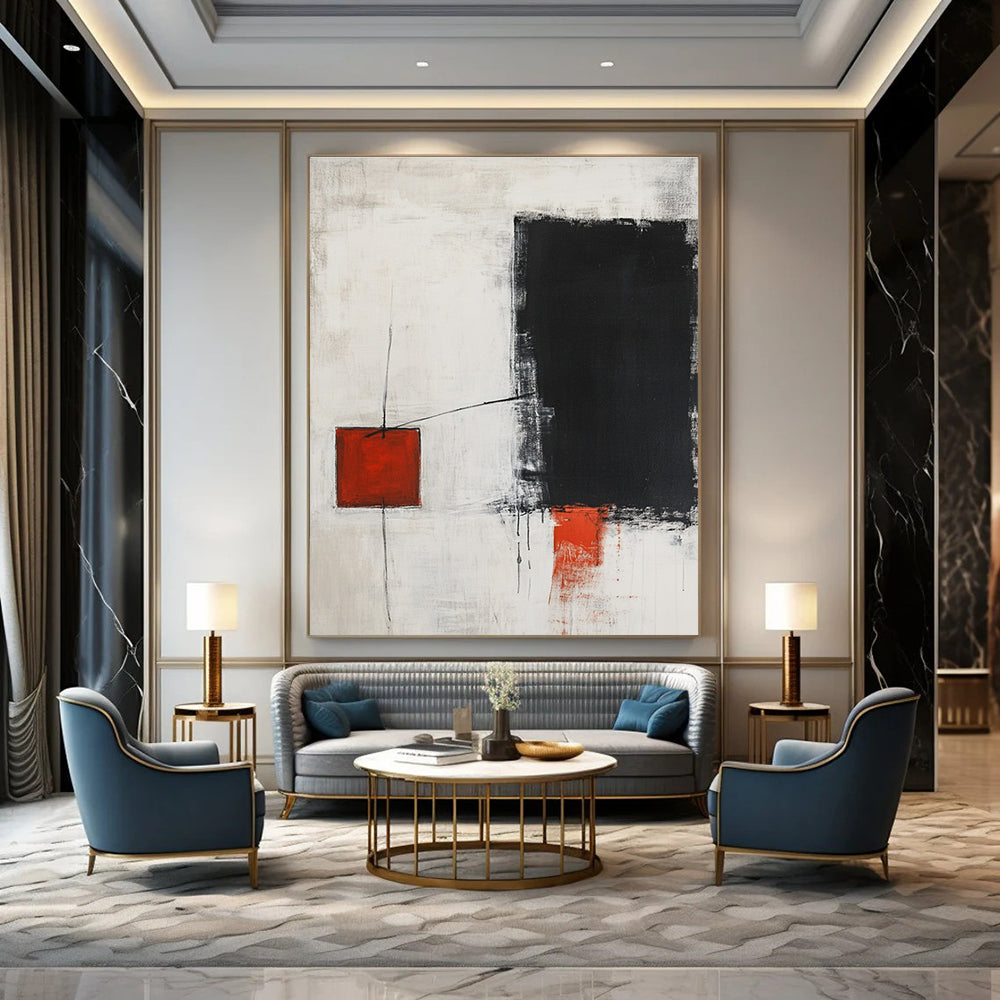 Red and Black Abstract Painting for Industrial - Chic Restaurants GAB1213