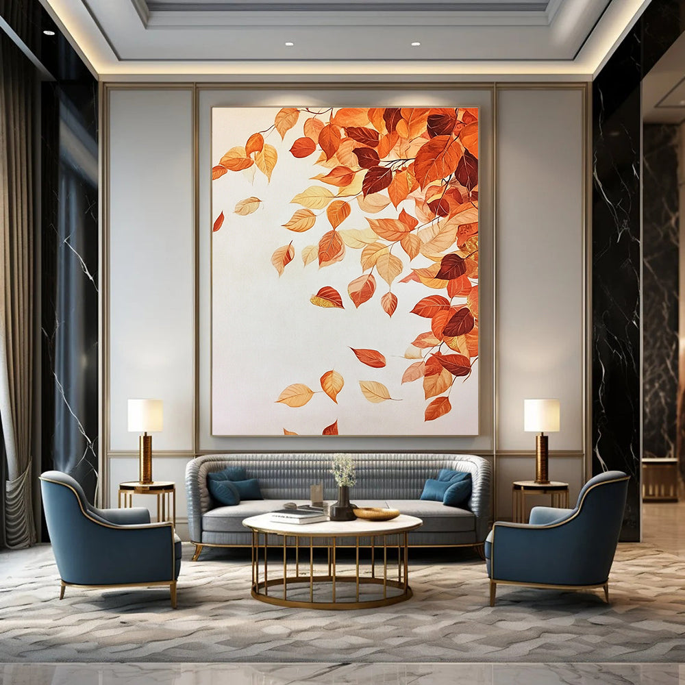 Autumn Leaves in Flight Delicate Seasonal Abstract Painting GAB0277