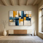 Blue, Yellow, and Black Abstract Painting ABS588