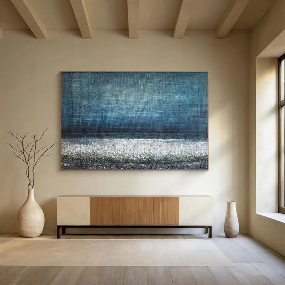 Textured Sea Abstract Painting for Coastal Meditation Rooms YHT154