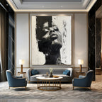 Black - White Abstract Portrait Painting for Edgy Urban Art Galleries HENG139