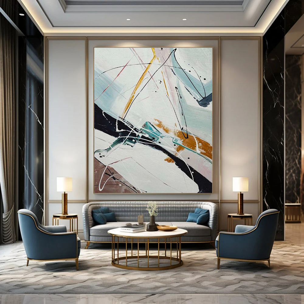 Dynamic Line Abstract Painting for Dance Studio Lobbies HENG046