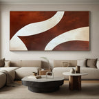 Brown and White Curves Abstract Painting with Elegant Flow WINK030
