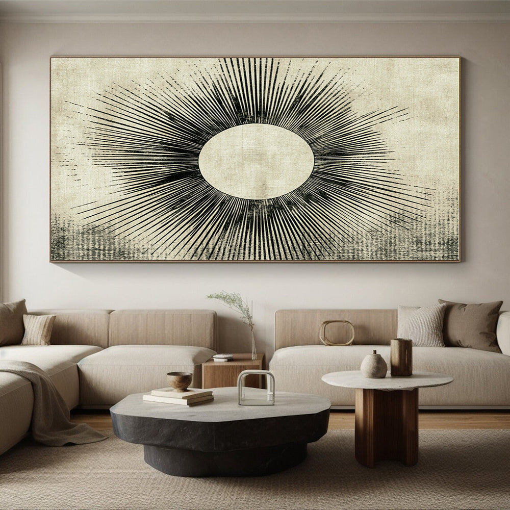 Sunburst on Beige Abstract Painting with Retro Energy WINK114