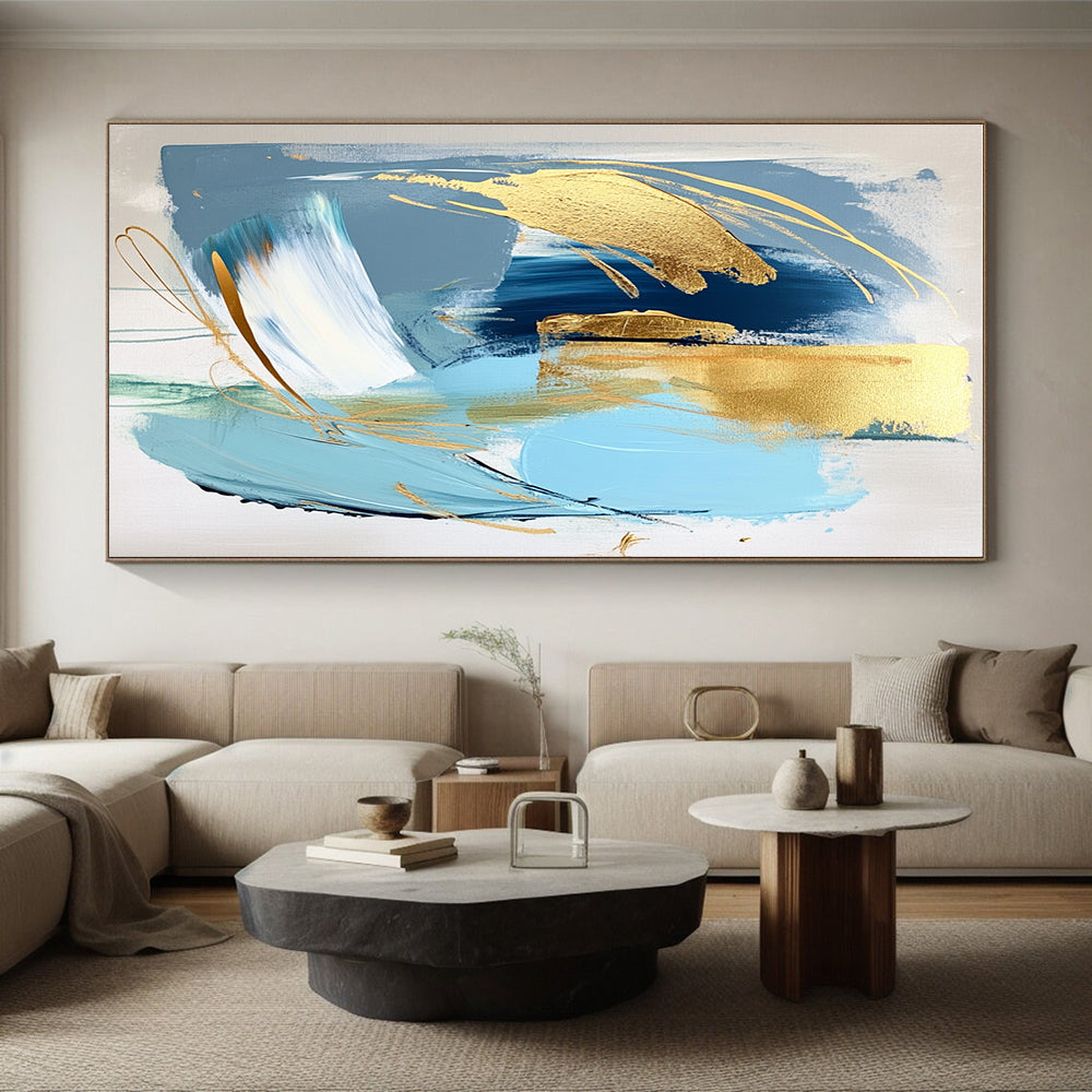 Blue Gold Abstract Elegance Painting with Luxe Touches WINK713