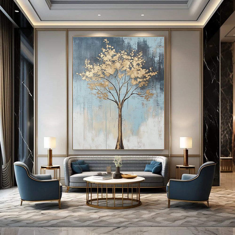 Golden Tree Abstract Painting for Bohemian - Style Living Rooms GAB1255