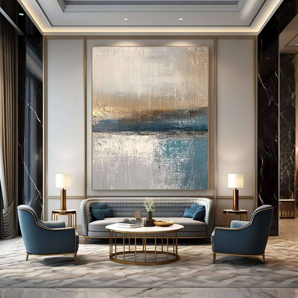 Minimalist Gray - Blue Sea Abstract Painting: Quiet Contemplation in Hues GAB0958
