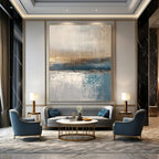 Minimalist Gray - Blue Sea Abstract Painting: Quiet Contemplation in Hues GAB0958