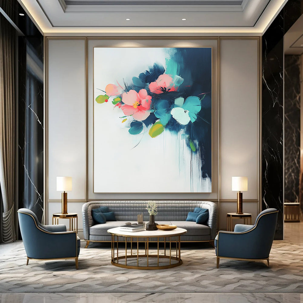 Delicate Flower Abstract Painting for Romantic Dining Spaces GAB0843