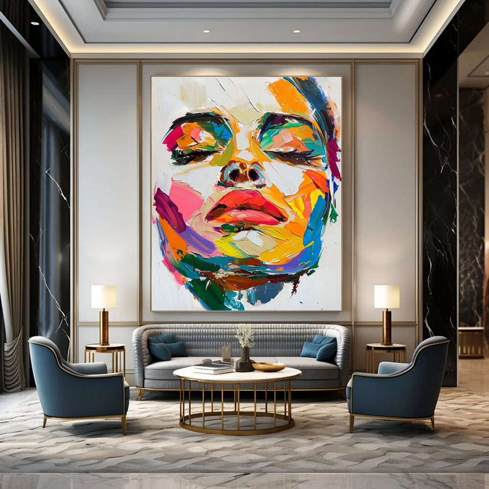 Colorful Portrait Abstract Painting for Creative Studio Lounges HENG090