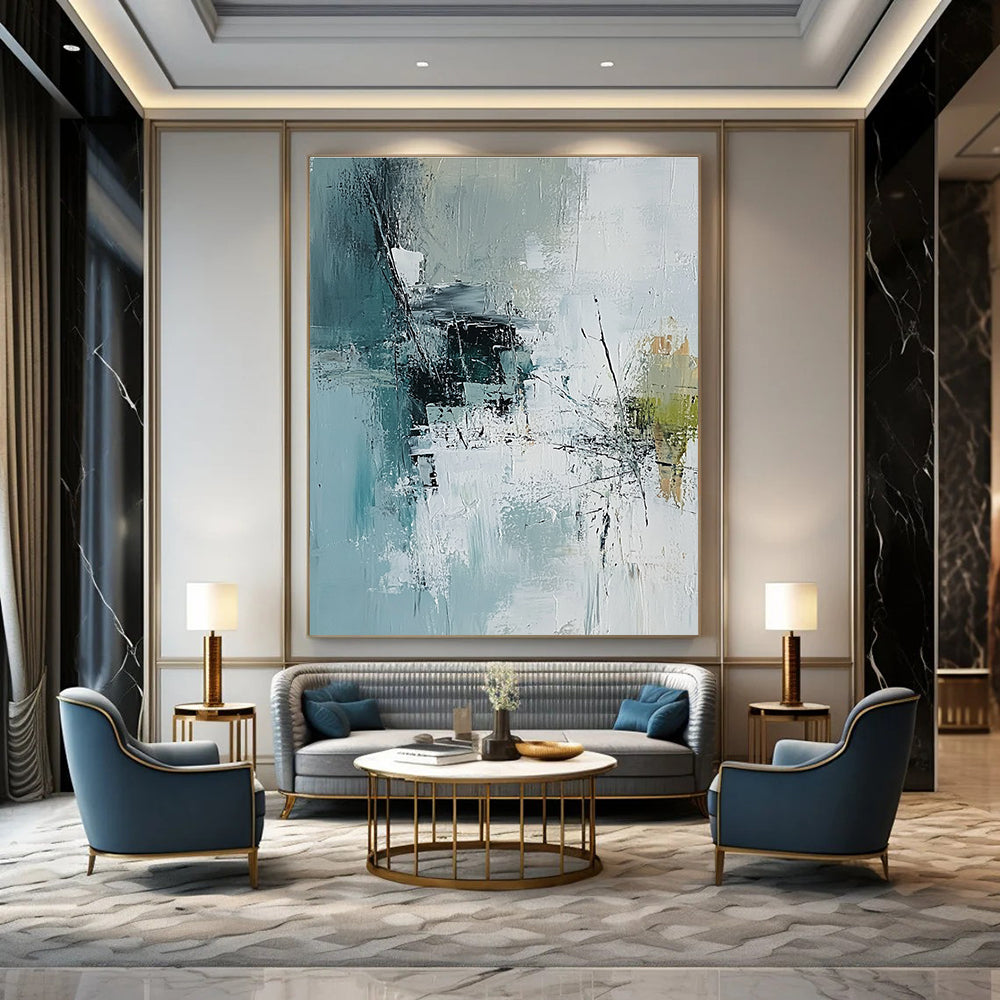 Blue and Gray Abstract Painting for Modern - Styled Offices GAB1057
