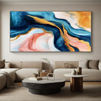 Blue Gold Pink Abstract Painting with Fluid Grace WINK464