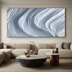 Gray and White Waves Abstract Painting with Monochromatic Flow WINK075