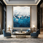 Blue and White Waves Abstract Painting for Coastal Vibes GAB0712