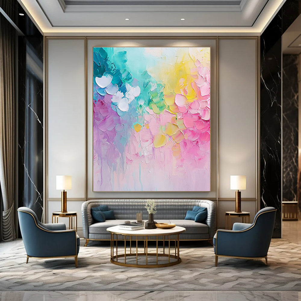 Rainbow Floral Abstract Painting for Cheerful Children’s Playrooms GAB0916