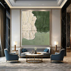 Textured Green and Beige Abstract Painting for Minimalist Bedrooms HENG501