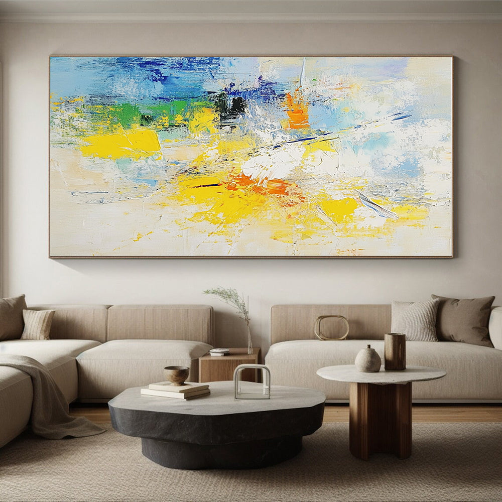 Blue Yellow Orange Abstract Painting with Cheerful Energy WINK486