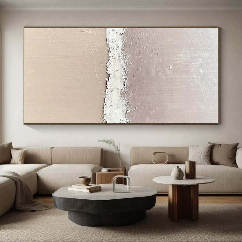 Beige and White Textured Divide Painting with Subtle Transition WINK067