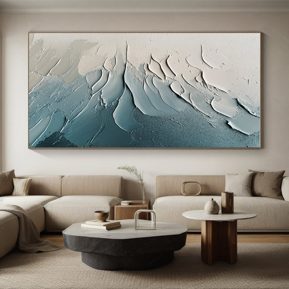 Textured Blue Gray Abstract Painting with Subtle Movement WINK648