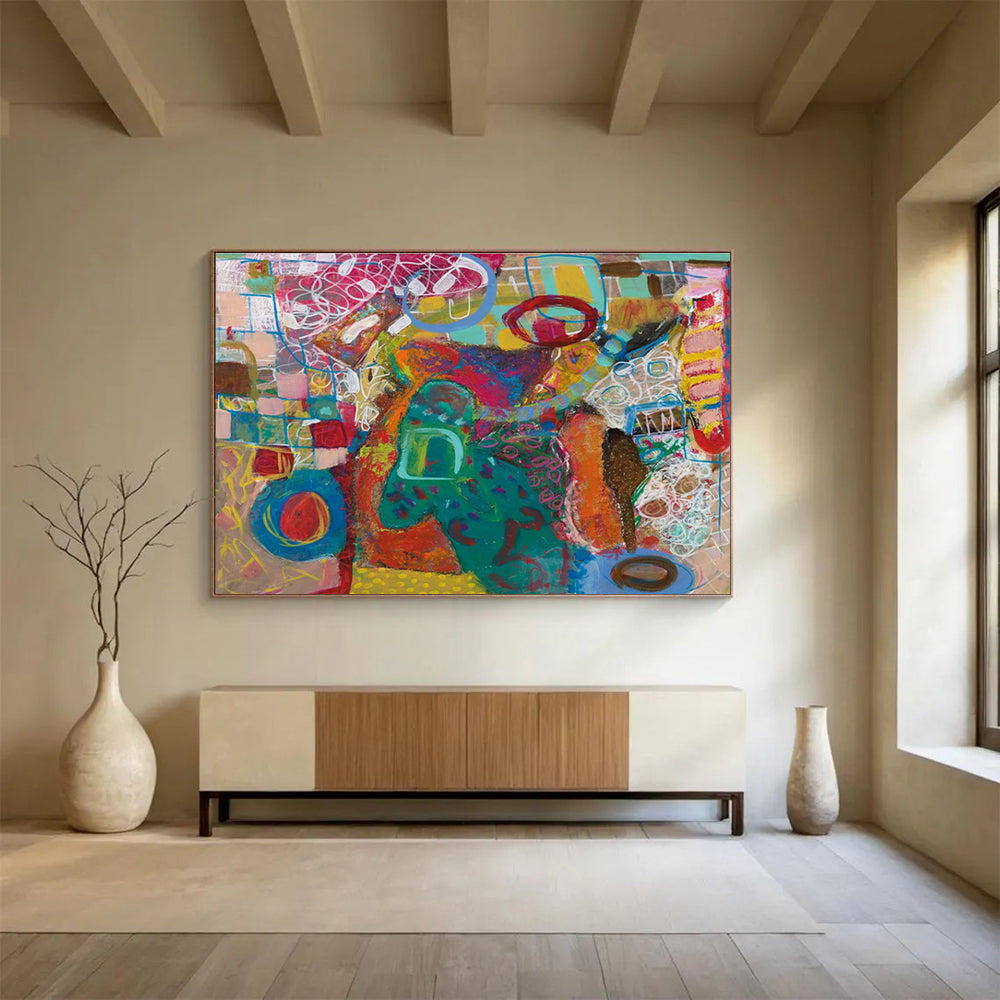 Colorful Abstract Forms Painting for Art - Loving Family Rooms YHT244