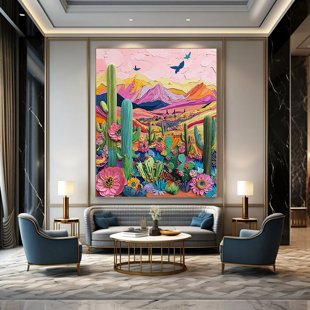 Colorful Desert Landscape Collage Textured Abstract Art for Bohemian Spaces GAB1469