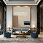 Neutral Collage Abstract Painting for Modern Minimalist Living Rooms HENG182