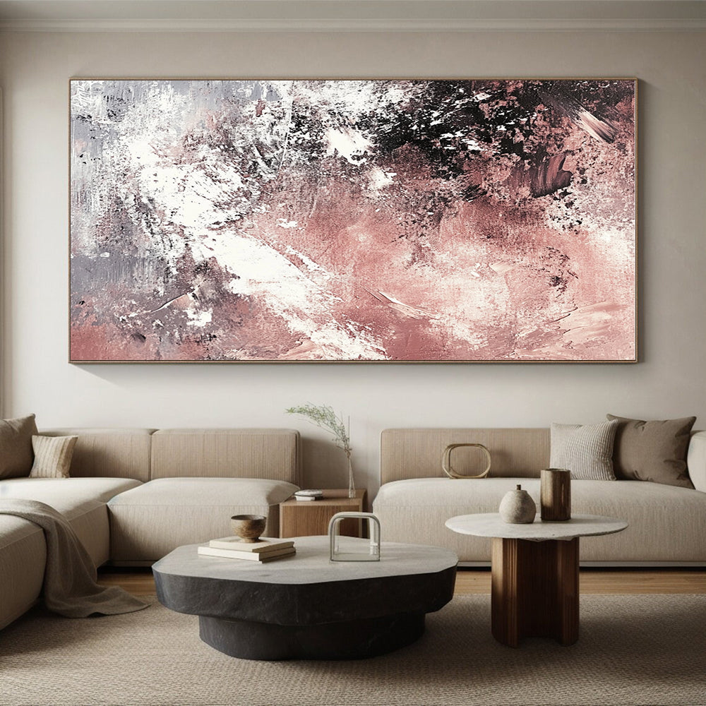 Pink Black White Abstract Painting with Soft Edge WINK745