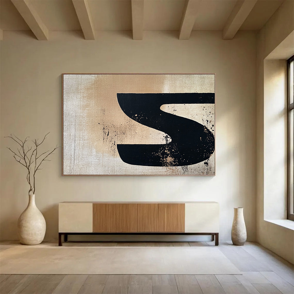Black - Beige “S” Abstract  Bold Graphic Impact ABS094