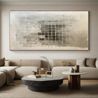 Grid - Patterned Gray Abstract Painting with Structured Calm WINK227